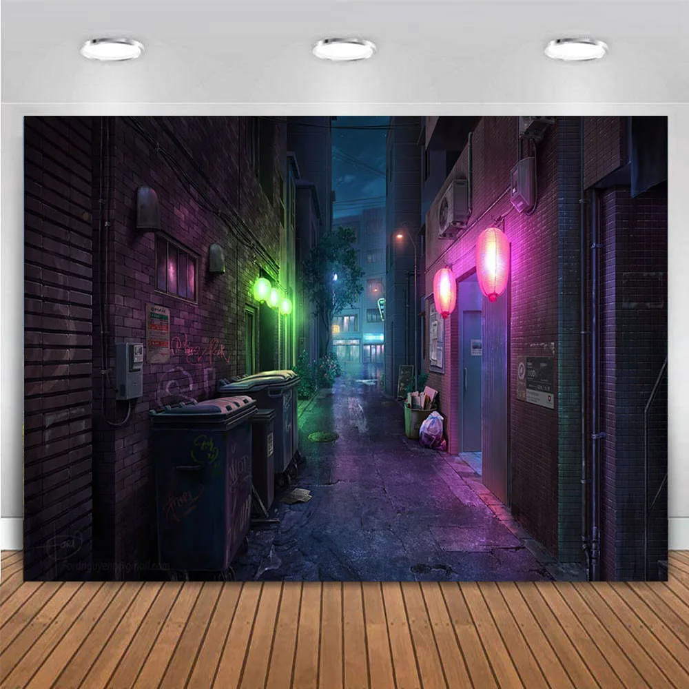 

Dark Street Horror Alley Backdrop Halloween Photography Background Scary Gothic Landscape Old Abandoned City At Night