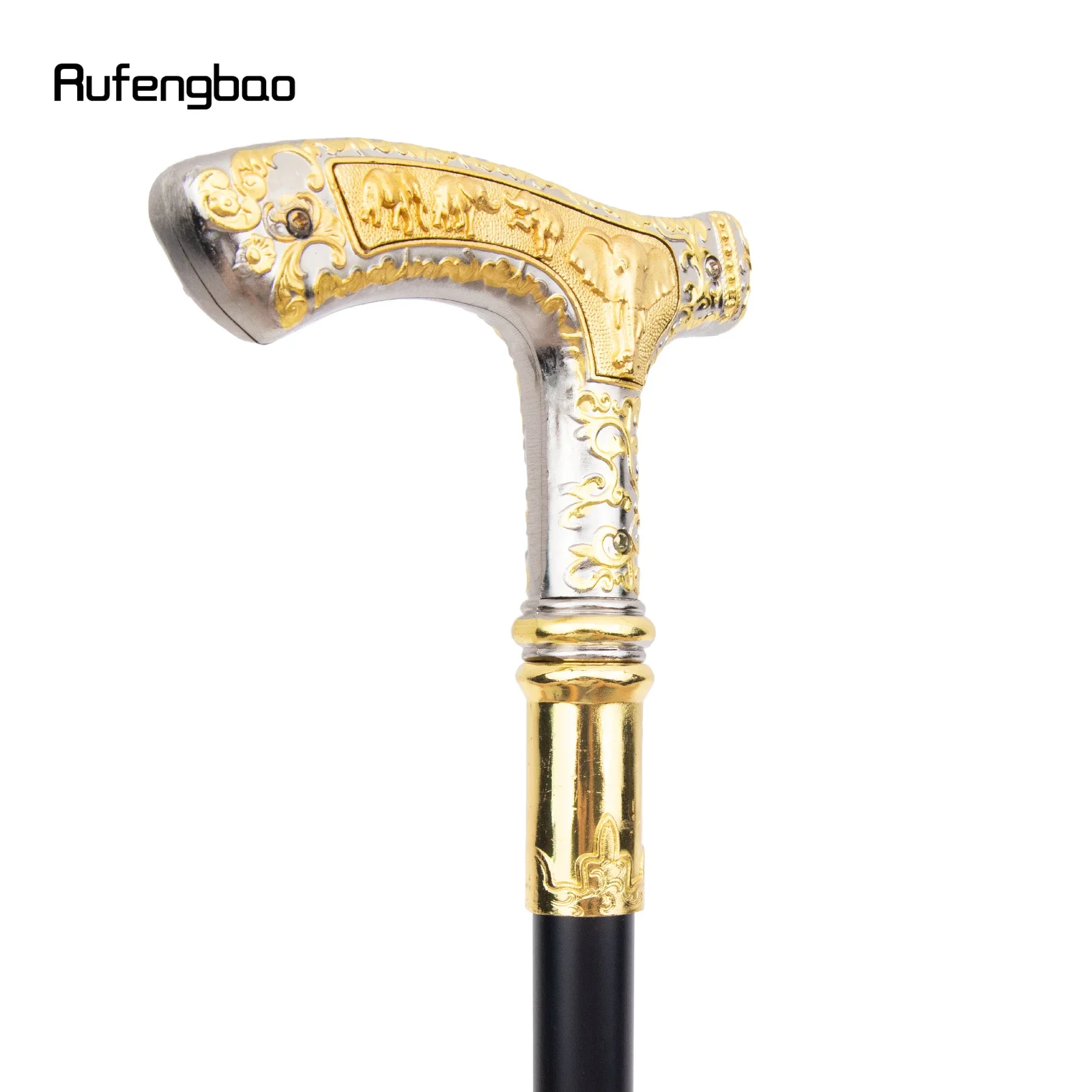 Golden White Elephant Luxury Pattern Walking Stick Party Fashion Elegant Walking Stick Decorative Cospaly Cane Knob Crosier 89cm