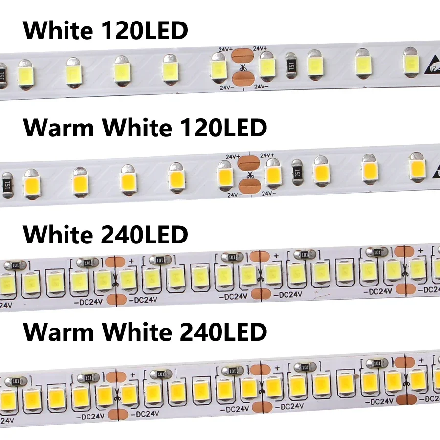 

DC 24V LED Tape Strip Light Warm White SMD 2835 LED Strip Light DC 24V 5M 120Led/m 240Led/m No Waterproof 2835 Rope Ledstrip