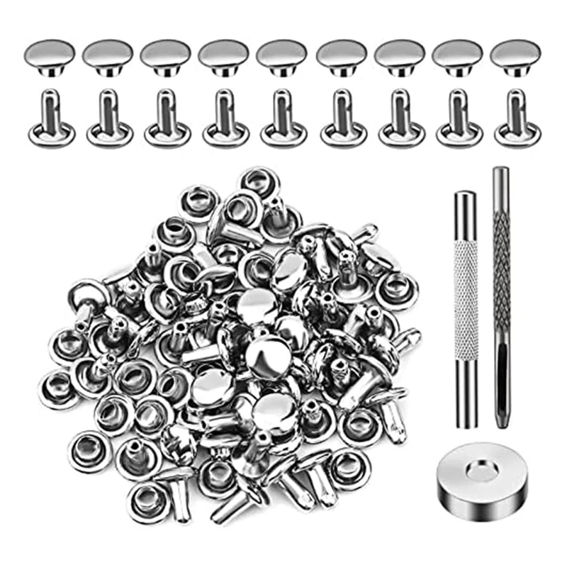 Kit de rivets en cuir multicolore à double capuchon, poinçon creux, outil de poinçonnage, caoutchouc, 600 pièces