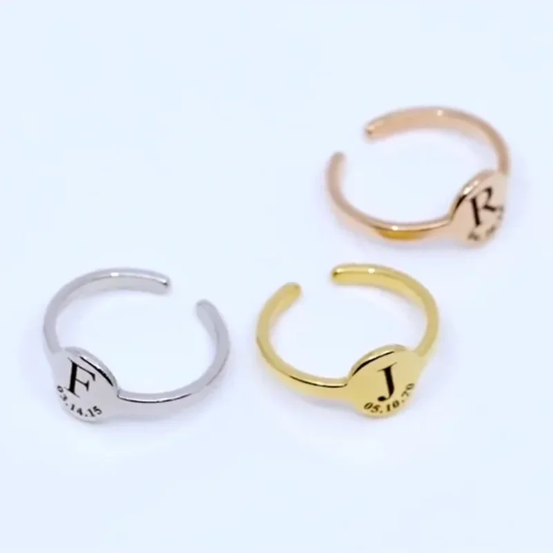 

Customized Letter A-Z Stainless Steel Rings for Women Personalized Custom Couple Rings Women's Jewelry Valentine's Day Gift 2023