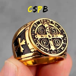 7/8/9/10/11/12/13/14/15 Stainless Steel Men Letter CSPB Cross Male Punk Ring Drip Oil Multi Size Waterproof Finger Jewelry