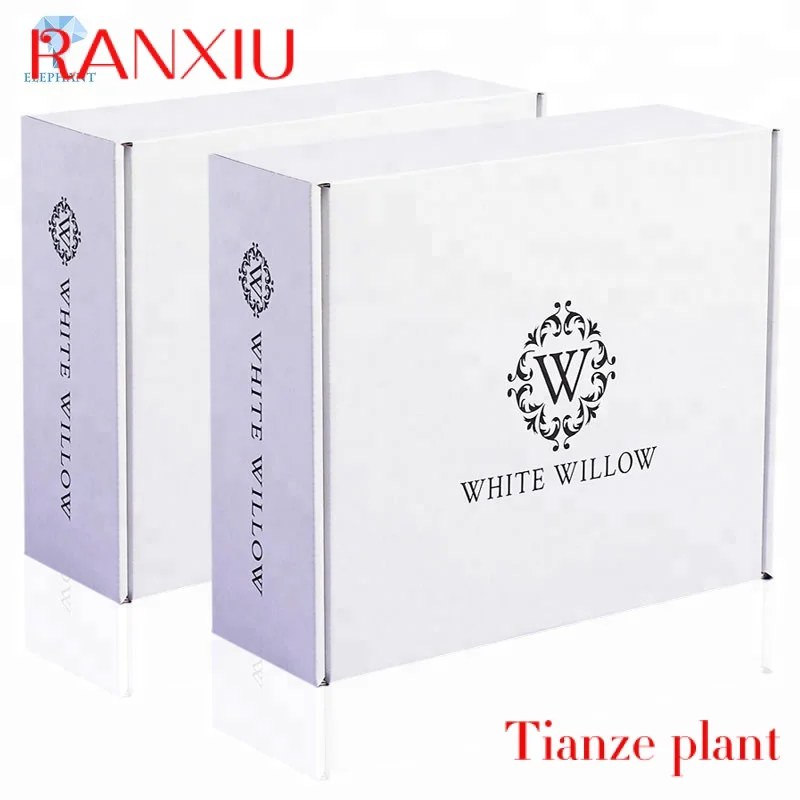 Custom Custom logo printed gift box standard export portable folding corrugated white shipping mailer box