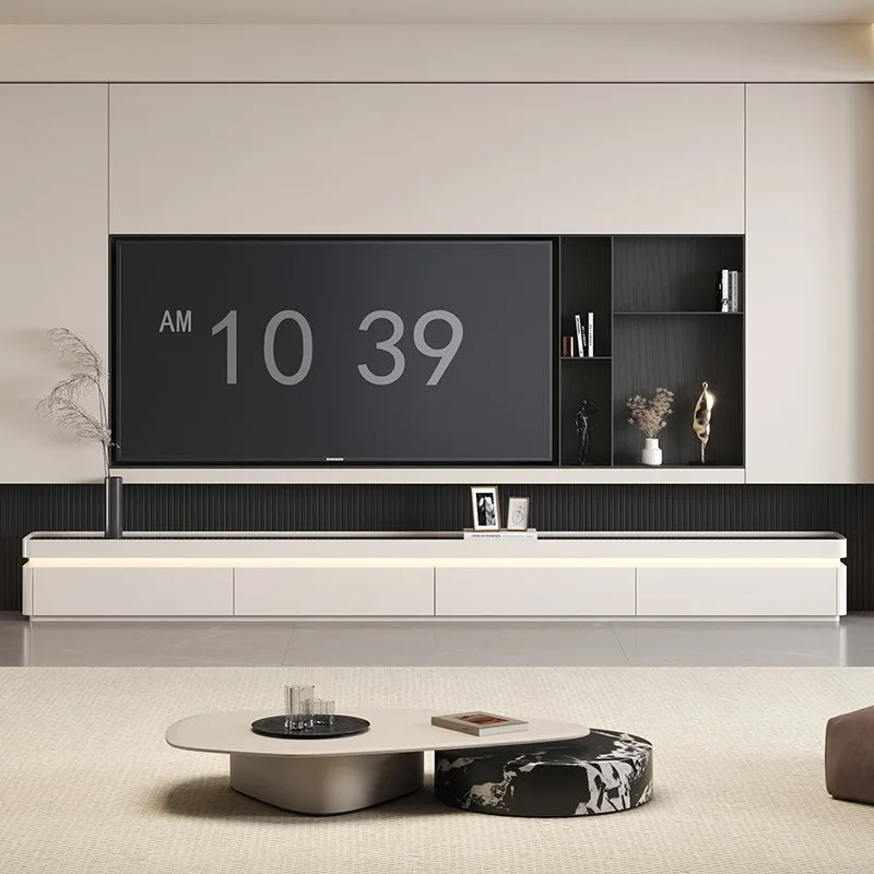 

white floor-to-ceiling Television tables multifunctional practical tv stand simple high-end mobili soggiorno tv room furniture