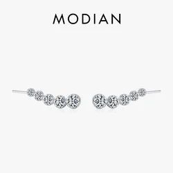 Modian 925 Sterling Silver Sparkling Wings Clear CZ Ear Studs Simple Stud Earrings For Women Original Wedding Fine Jewelry