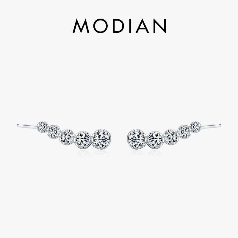 Modian 925 Sterling Silver Sparkling Wings Clear CZ Ear Studs Simple Stud Earrings For Women Original Wedding Fine Jewelry