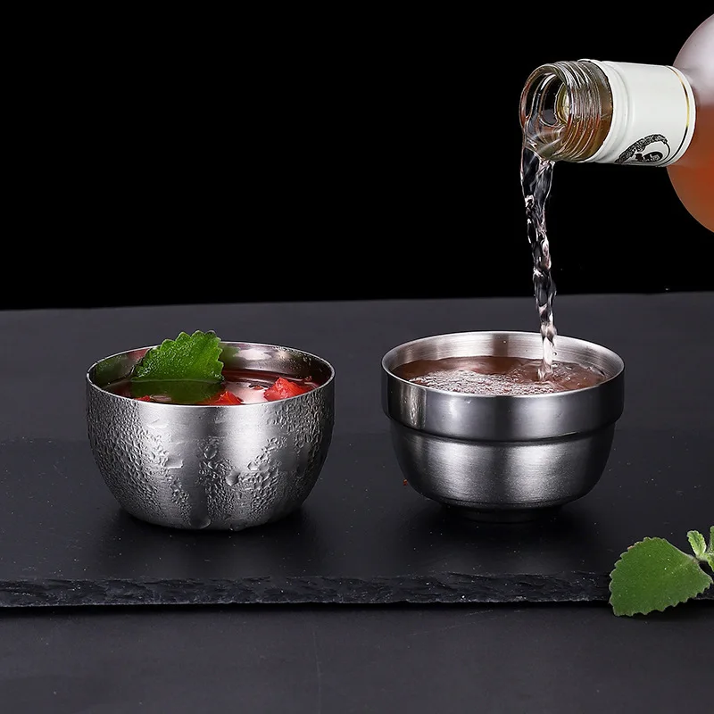 

304 Stainless Steel Wine Cup Mini Double-Layer Thick Beer Soju Sake And Tea Cup For Outdoor Party Gift Cup Kitchen Drinkware