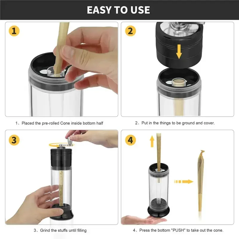 4 layer Herbal Grinder Roller With Handle Manual Metal Crank Grinder Spice Herb Tobacco Grinders