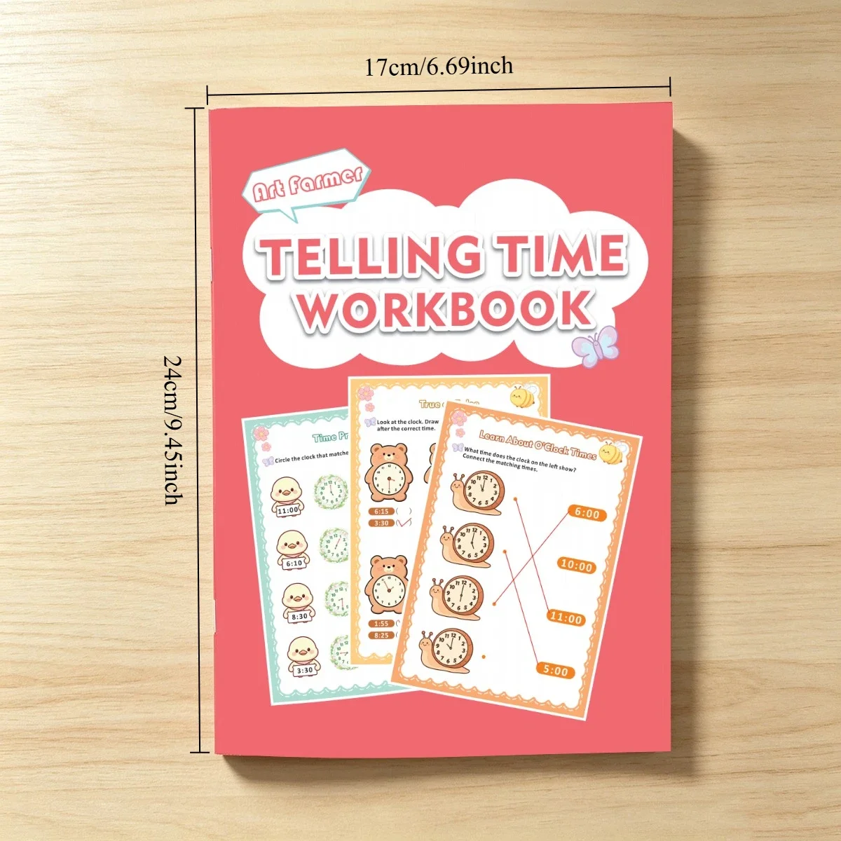 32 Pages Telling Time Workbook for Kids, Learn Clock & Time Recognition, Clock Reading Activity Book