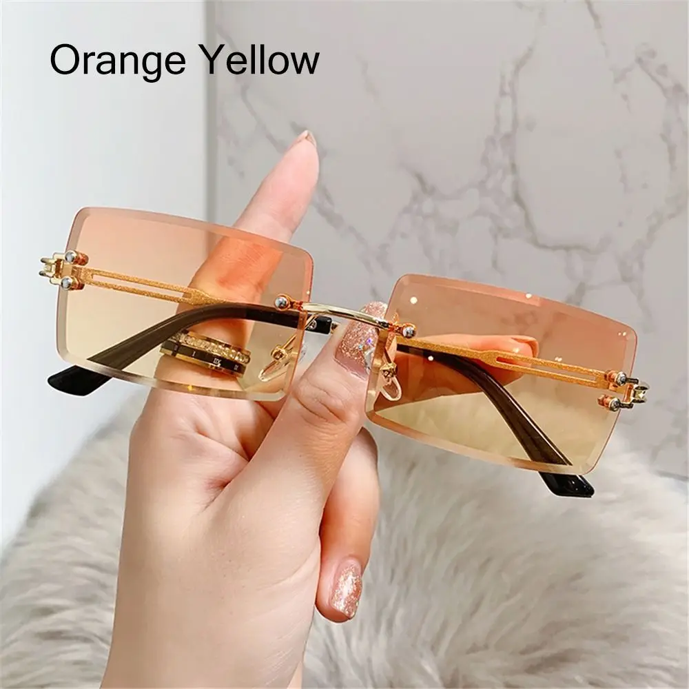 

Rimless Metal Frame UV400 Vintage Sunglasses Frameless Sunglasses Rectangle Sunglasses Sunglasses for Women