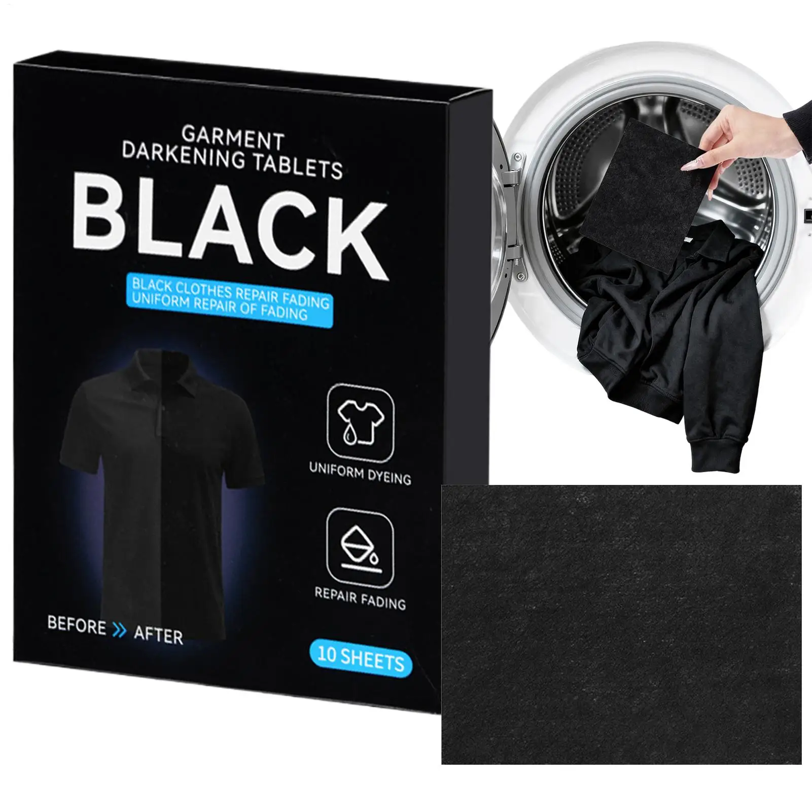 Clothes Black Enhanced Tablets Laundry Blackening Dyeing Tablets Clothes Color Protection Sheets for Washing Machine Cleaning