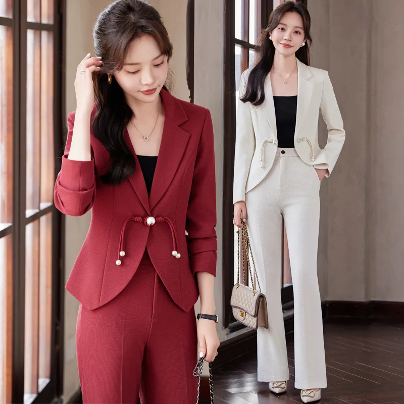 Petite Women's Suit Set Spring and Autumn New Chinese Style National Style Jacket Fashionable Elegant Casual Versatile Short Bla