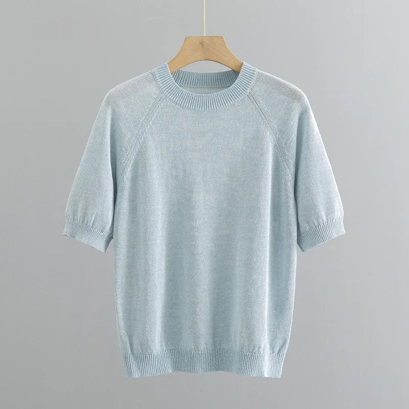 

2024 New Round Neck Short Sleeve Dry Lightweight Top Women