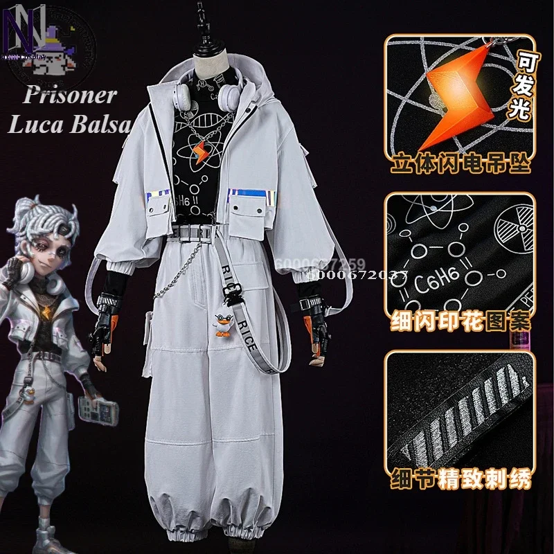 Game Identity V Luca Balsa Prisoner Cosplay Costume Fashion Uniforms Halloween Carnival Party Role Play Game Clothing Add Wig