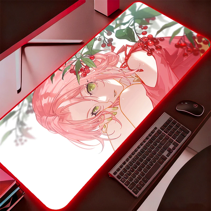لوحة ماوس RGB كبيرة بإضاءة خلفية بتصميم ناروتو، ملحقات ألعاب الكمبيوتر، لوحة ماوس LED، سجادة مكتب متينة للوحة المفاتيح