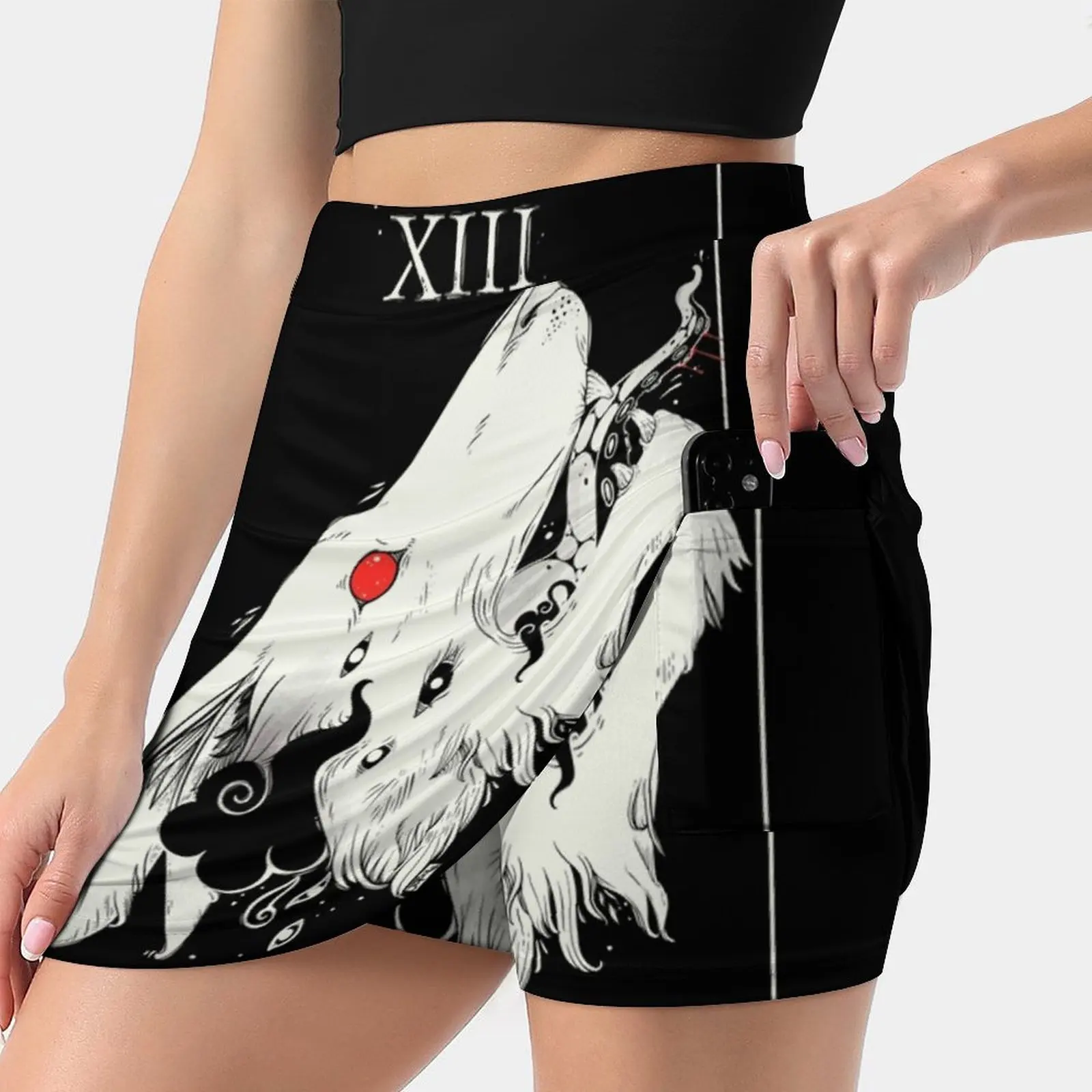 

Death Tarot Card Wolf Art Women Sports Skirt Tennis Golf Dance Fitness Running Yoga Skirts Death Tarot Death Tarot Tarot Goth