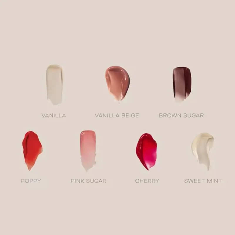 الصيف الجمعة بلسم الشفاه مرآة ترطيب ملمع الشفاه الفانيليا البيج الوردي السكر القهوة كعكة رائحة أحمر الشفاه ماكياج الزيت الشفاف