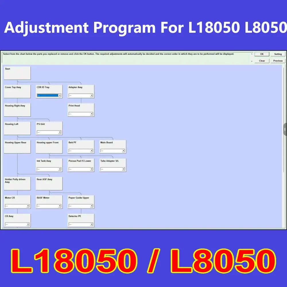 Printer Adjustment Software Program For Epson Ecotank L18050 L8050 Kit L18058 L8058 AdjProg V1.0.0 Technician Professional Tool