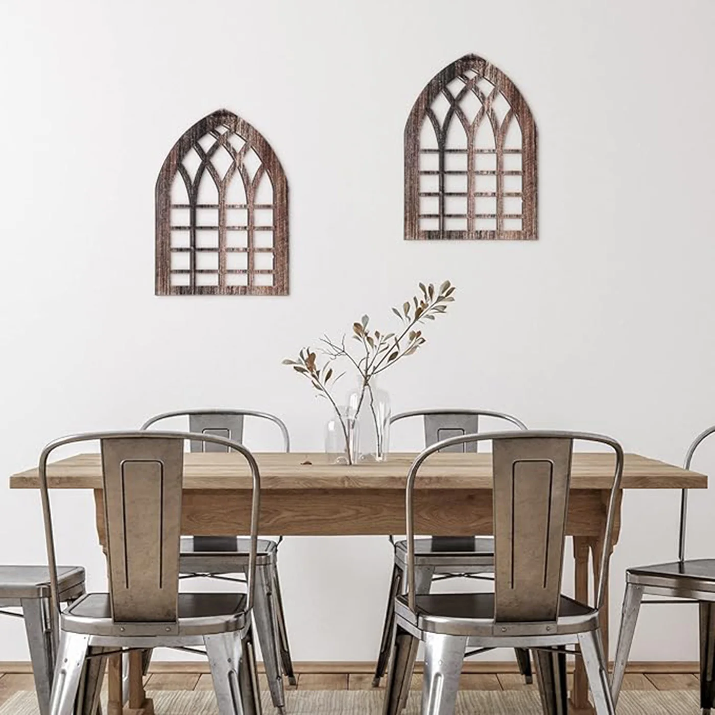 2pcs Simple Country Window Frame Wooden Wall Decoration Farmhouse Wall Decoration Arched Window Wall Decoration