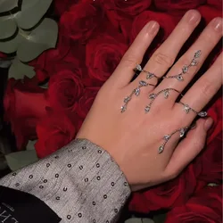 Charming Gift Crystal Open Bangle Chain Dubai Women Hand Jewelry Fashion Design Boho Leaves Rhinestone Cuff Bracelet Nightclub