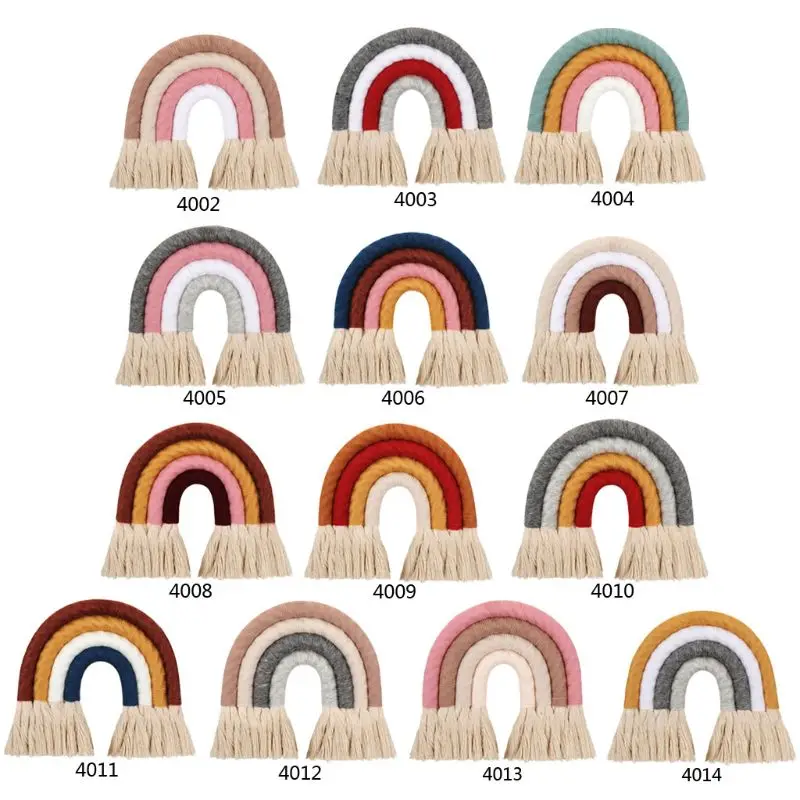 F19F Nordic Home Weaving Rainbow Tapestry Cotton Hand-Woven Color Ornaments Adorable Baby Shower or Awesome Birthday Gift