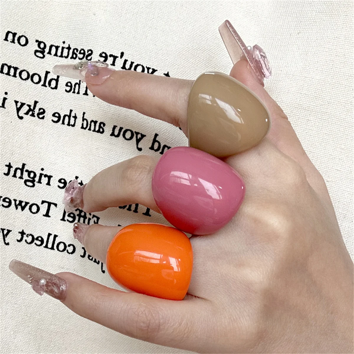 Fashion Colorful Resin Oval Large Rings Candy Color Acrylic Geometry Round Wide Ring For Women Girls Travel Summer Jewelry Girl