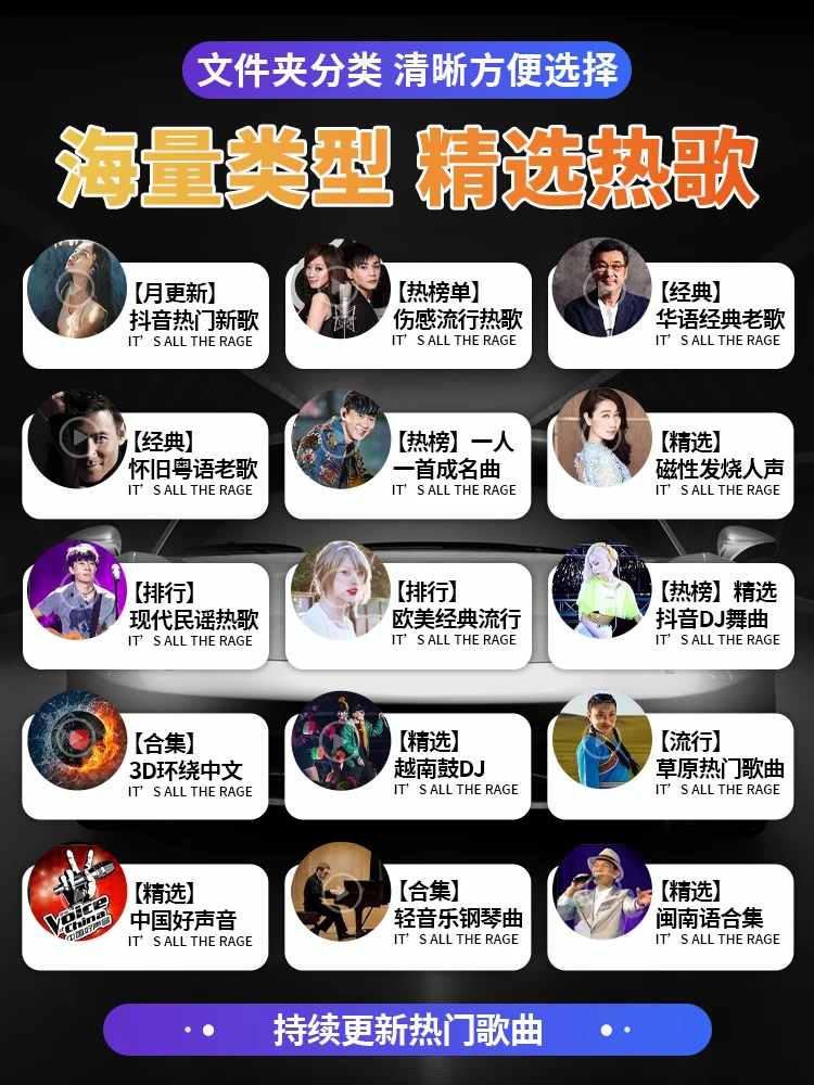 Coche clásico MP3, música USB stick 2024 nueva canción de alta calidad