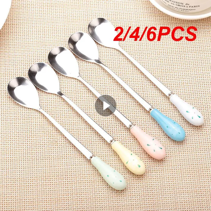 2/4/6PCS Stainless Steel Honey Spoon Stainless Steel Creative Idea Fine Grinding Bar Kitchen Tools No Water Stains After Washing