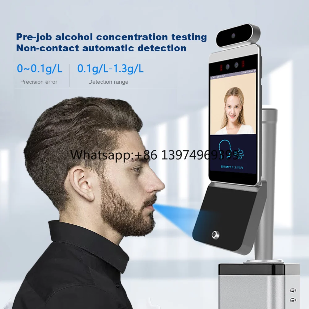 2024 New Pre-job Alcohol Tester 8-inch IPS Full-view LCD Display Face Recognition Multi-function Alcohol Tester