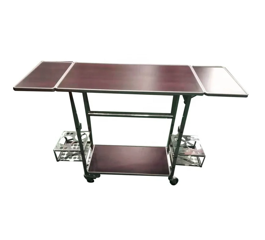 Shelf Folding Table Airport Foldable Cart with Wine Holder