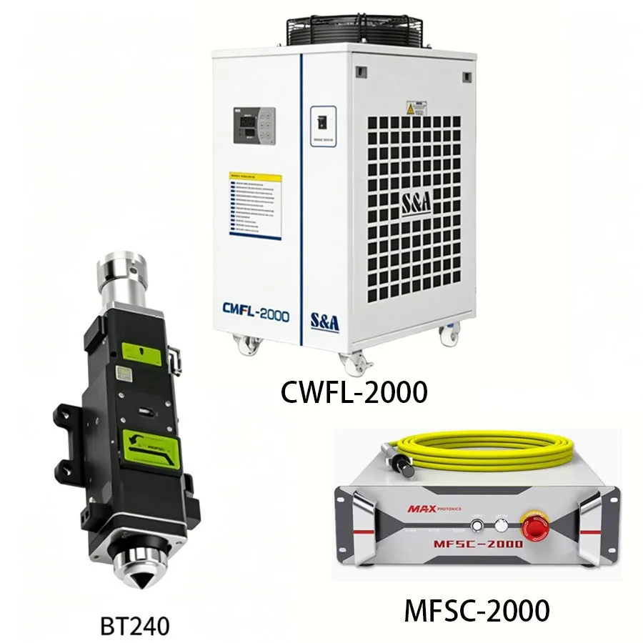 1.5 kW fiber laser source MFSC-1500/MFSC-2000/MFSC-3000X Raytools BT240 laser cutting head water cooler CWFL-1500