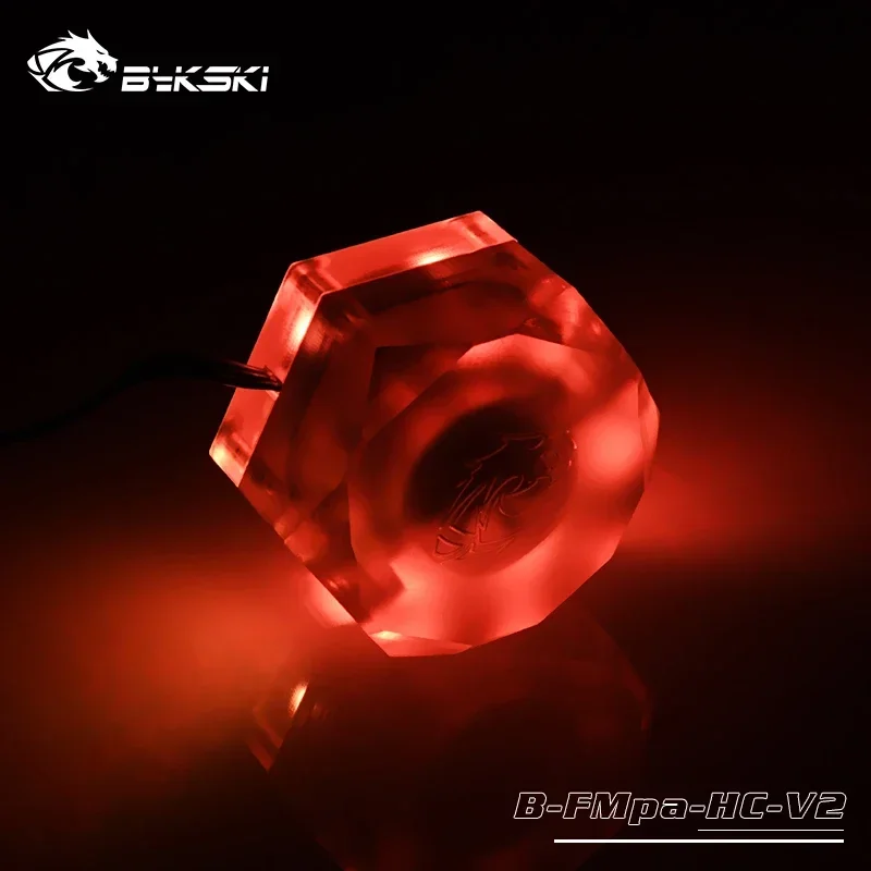 Bykski B-FMpa-HC-V2 Misuratore di portata acrilico Filettatura G1/4 a 2 vie Filtro del liquido di raffreddamento Raccordi per dispositivi di raffreddamento del computer Connettore a 2 fori AURA