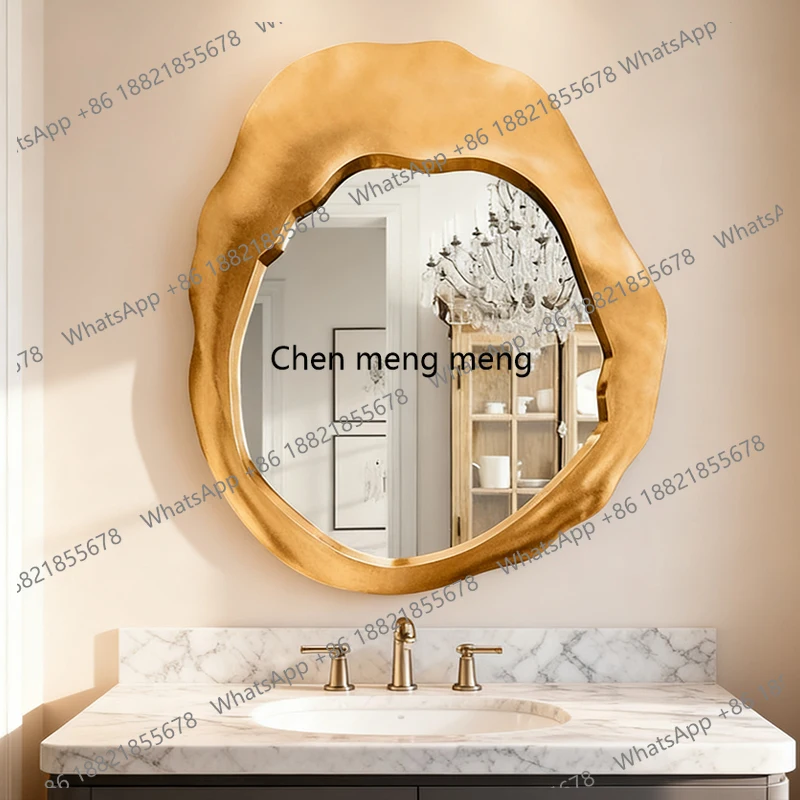 French retro hanging mirror creative irregular gold makeup mirror special-shaped decorative mirror art