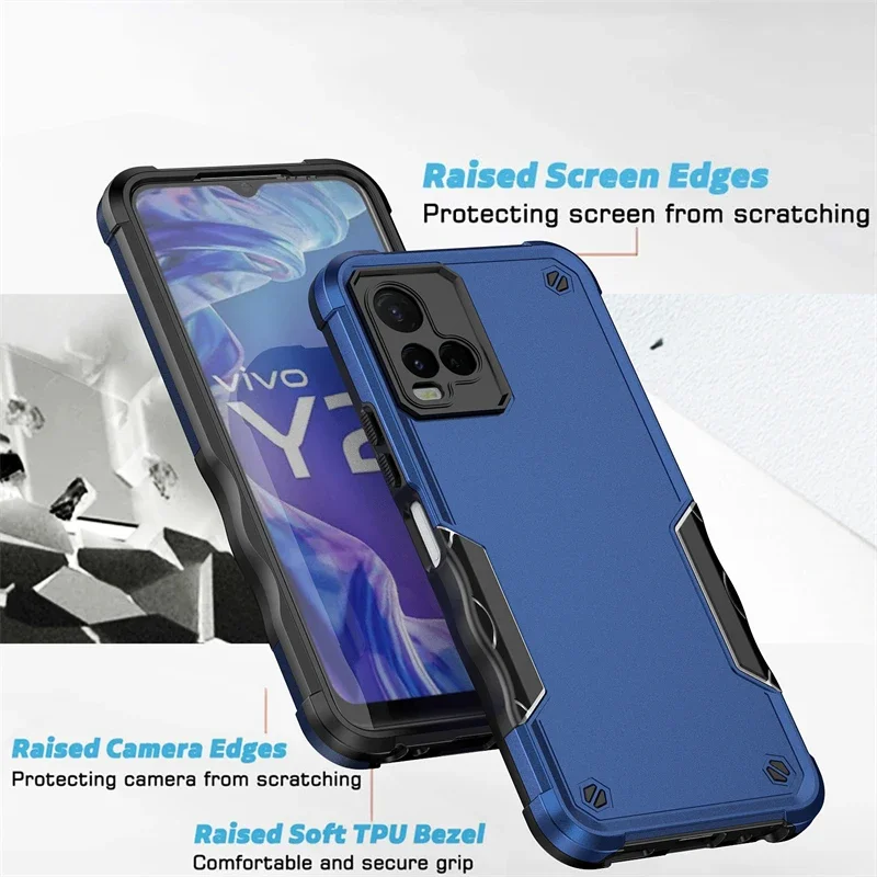 Military Flag Armor Shockproof Phone Case For VIVO Y21 Y21S Y21A Y33S Y20 Y20i Y20S Y12S Soft TPU Frame Hard Plastic Back Cover