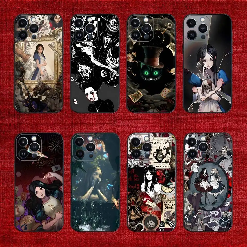 

A-Alice M-Madness Returns Phone Case For iPhone 17,16,15,14,13,12,11,Pro,Max,Plus,E,SE4,Air,Mini Black Cover