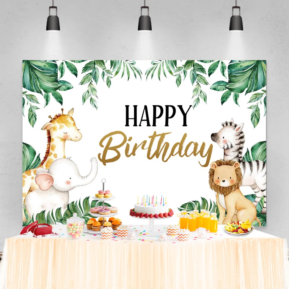 خلفية لتصوير حفلات أعياد الميلاد واحدة برسومات كرتونية على شكل فيل للطفل وحفلات عيد ميلاد 1st خلفية للتصوير العائلي وألوان مائية