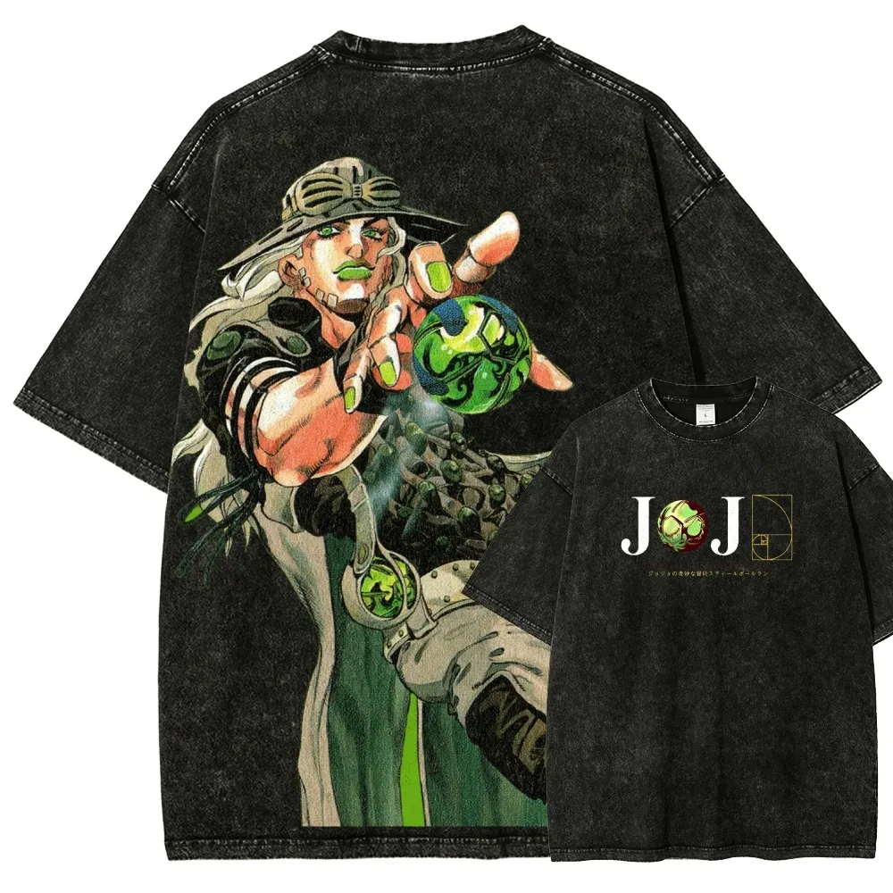 

Футболка унисекс Jojo's Bizarre Adventure Joseph Joestar из винтажного выстиранного хлопка, летняя, оверсайз, уличный стиль, 2026