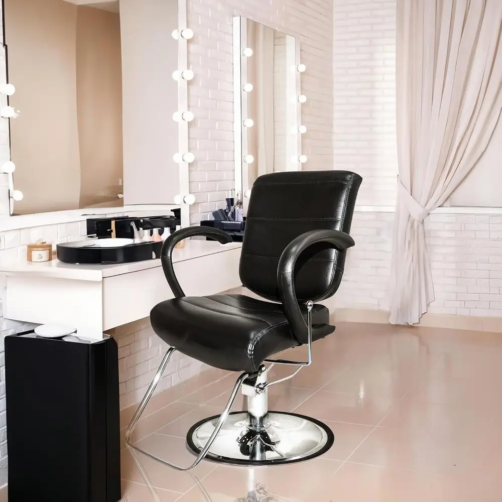 Kyler Hydraulic Sn Chair, 360-Degree Swivel Reclining, Black | Alloy Steel e, Vinyl Upholstery, High-Density oam, 360-Degree Swi