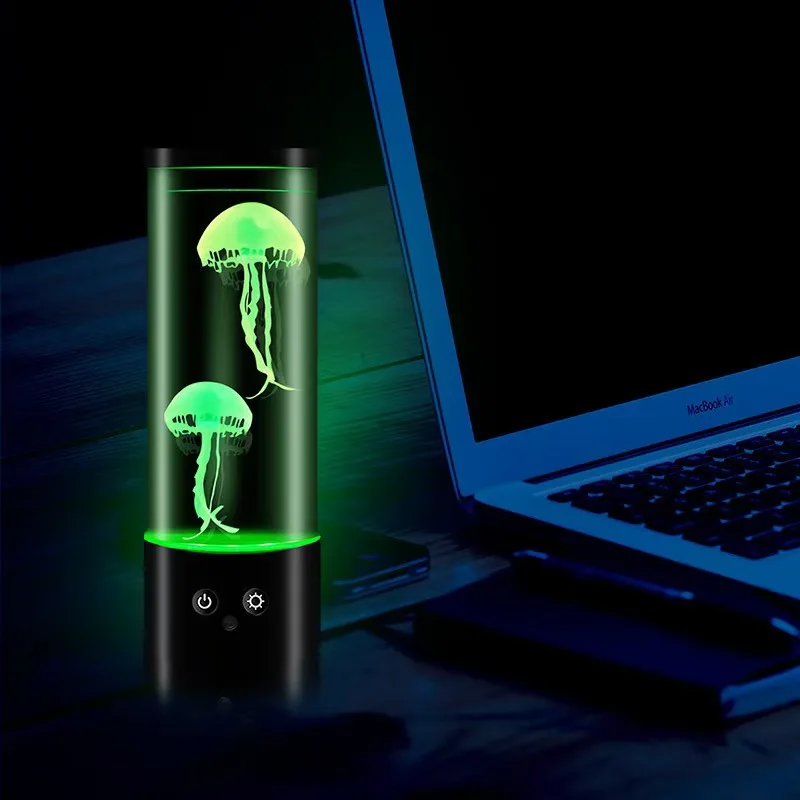 Lámpara LED de medusas de 7 colores, luz nocturna de océano, iluminación de ambiente para acuario, dormitorio, hogar, escritorio, regalo único, diseño de medusas