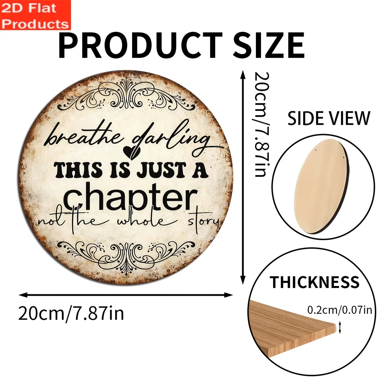 2D Flat, 1pc Vintage Wooden Wall Sign 