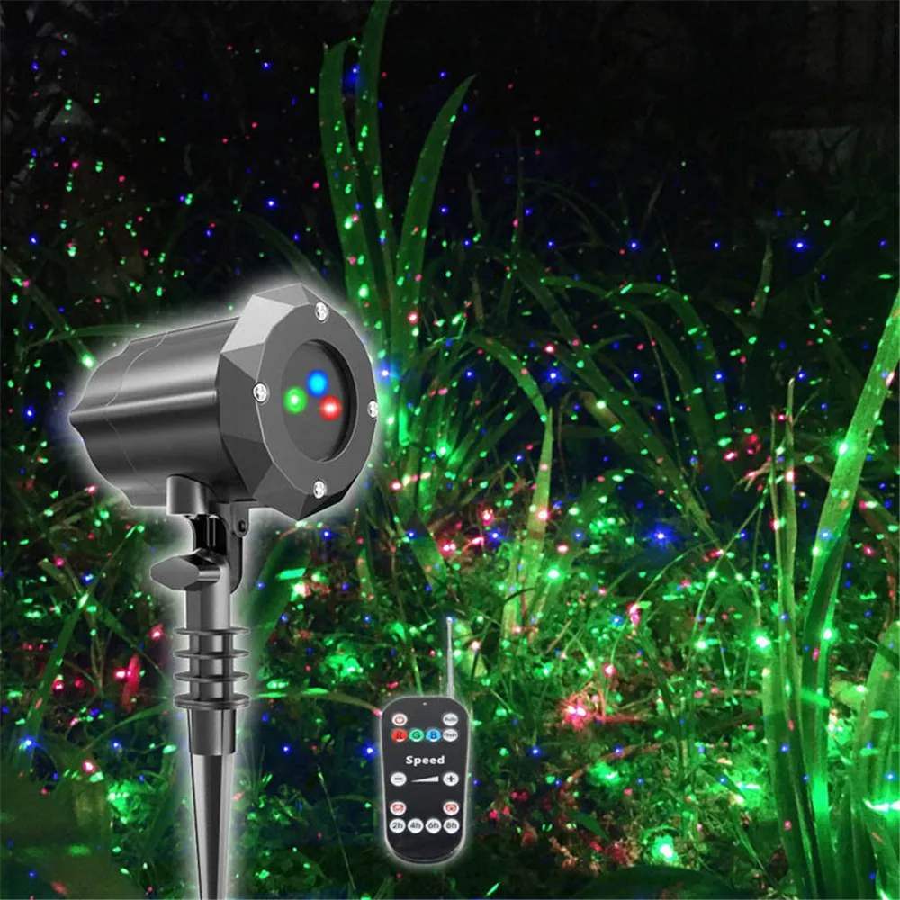 LED Laser Christmas Projector Lights Outdoor Starry Stars Garden Firefly Lights with Remote IP65 Waterproof Patio Decoration