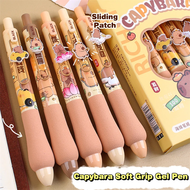 

5Pcs Kawaii Cartoon Capybara Gel Pen Quick-Drying Neutral Pens Writing Smooth Pens Office Supplies Student Stationery Gifts
