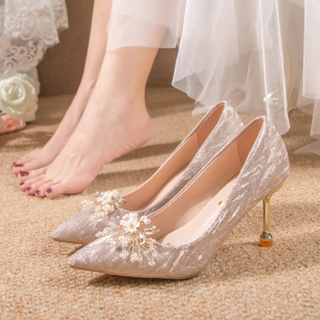 Women Wedding Shoes Pearl High Heeled Shoes Pearl Flower Pumps Women Shoes Pearls Pumps Aliexpress