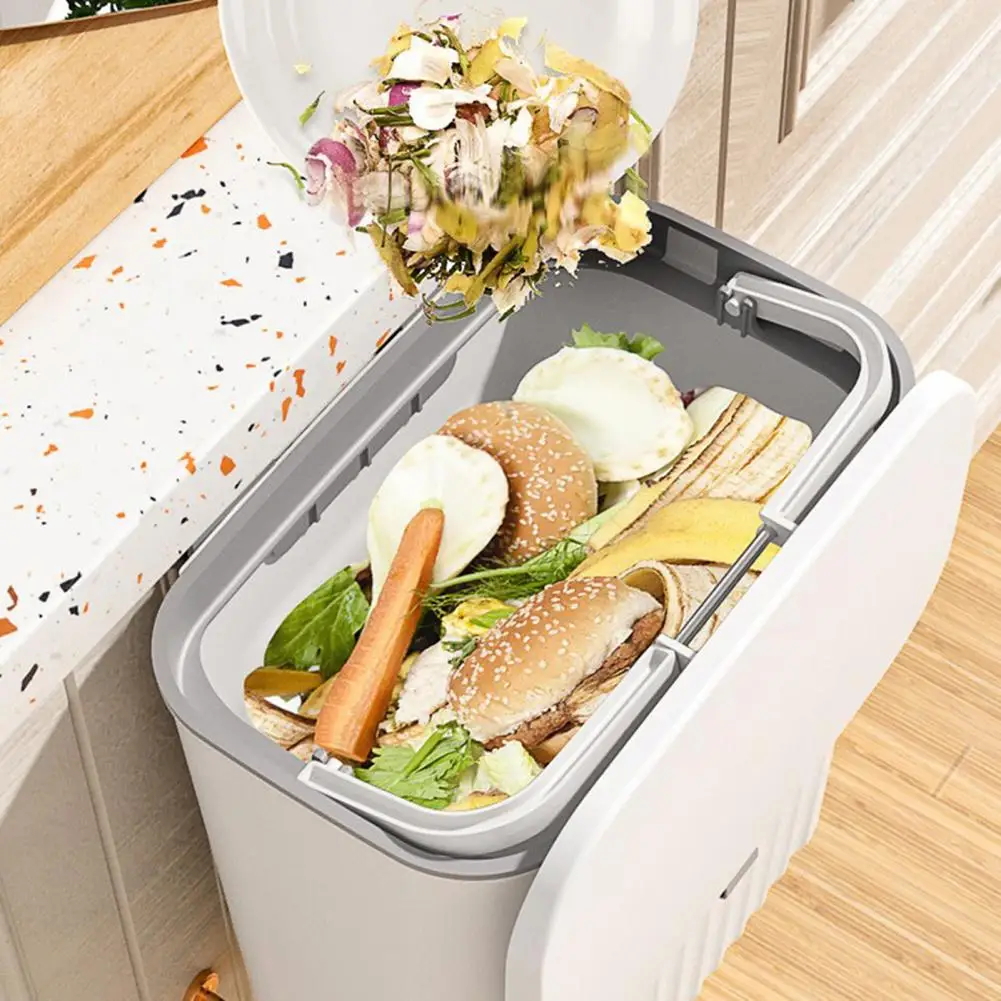 Cabinet Sliding Trash Can 9L Large Capacity Wide Opening Plastic Wall-mounted Rubbish Bin Cleaning Kitchen