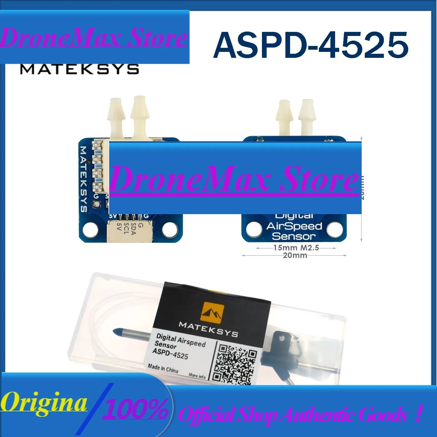 DroMaMATEK MATEKSYS ASPD-4525 DIGITAL Airspeed Sensor ASPD 4525 For F405 H743-Wing Flight Controllers RC Airplane Fixed Wings Dr