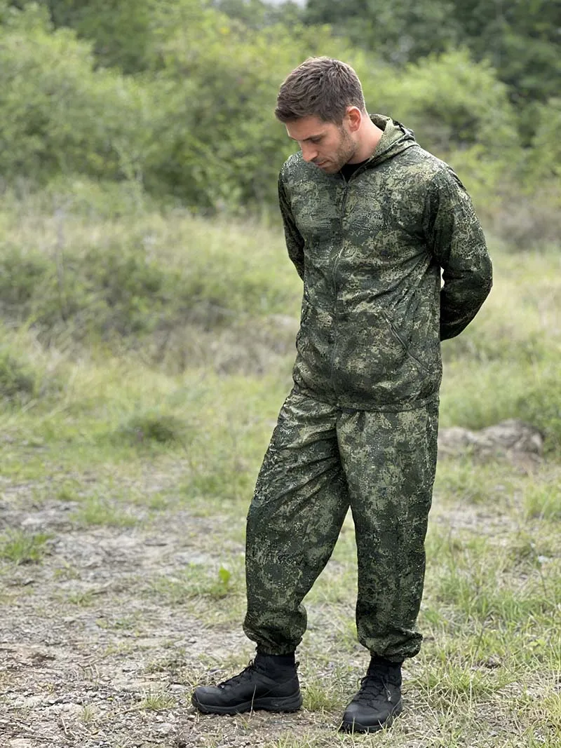 Outdoor Taktisches Set Sommer Atmungsaktive Kapuzenpullover-Sets Tarnmuster Netz Jagd Airsoft Leichtgewicht Kapuzenjacke & Hose | Herren- und Kinderanzug – Detail 6
