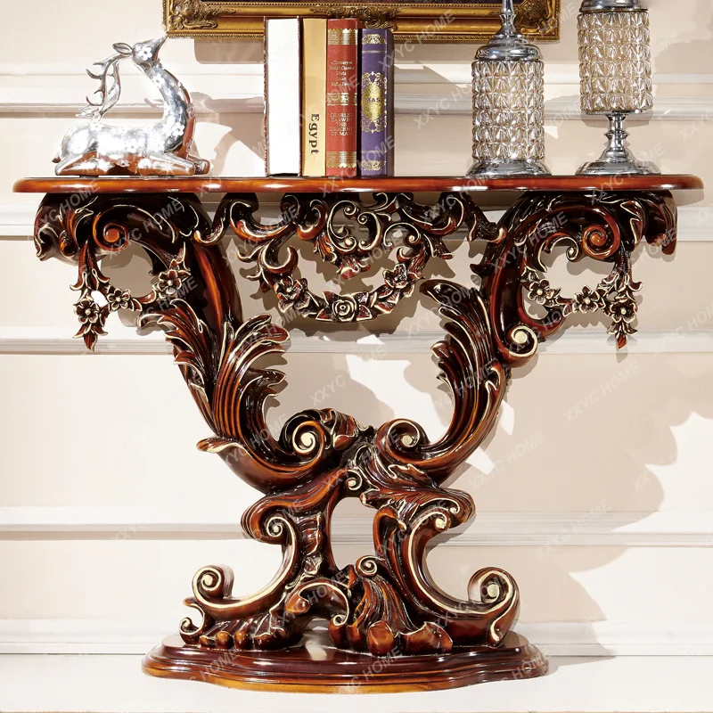 Lstyle entrance table, neoclassical  pastoral living room foyer cabinet villa solid wood end view table