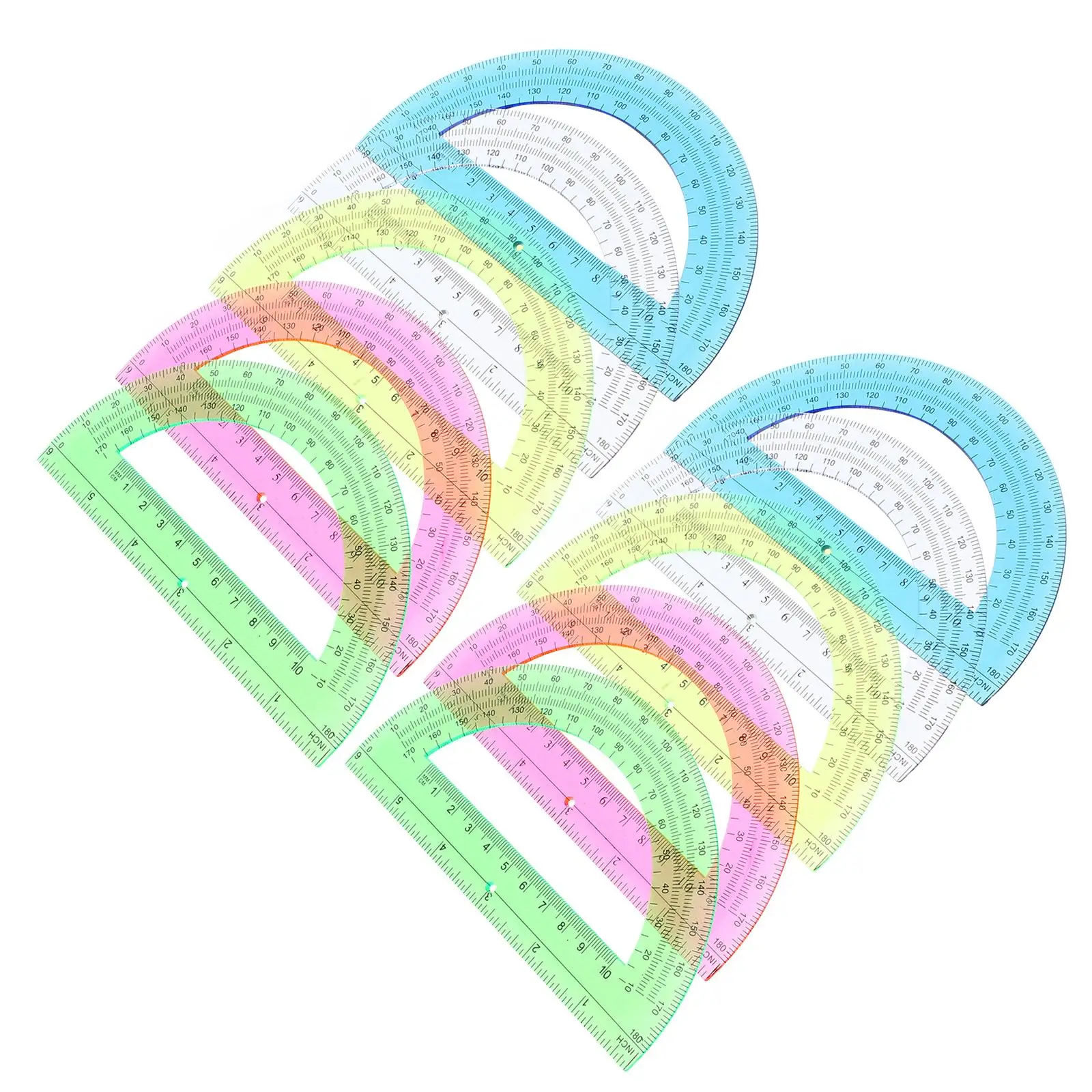 12 Pcs Geometry Protractor Large School Supplies Base Ruler Plastic for Teachers Student