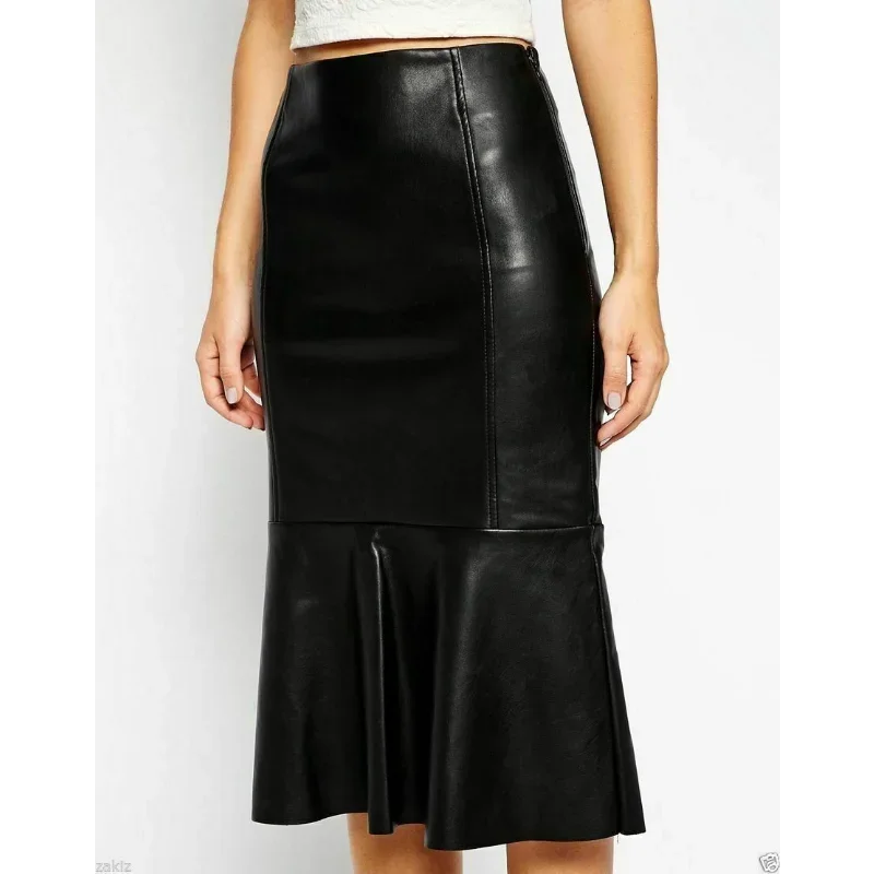 Sexy Women Basic Black Genuine Sheepskin Real Soft Leather Skirt Club Wear Skirt Fashion Trends