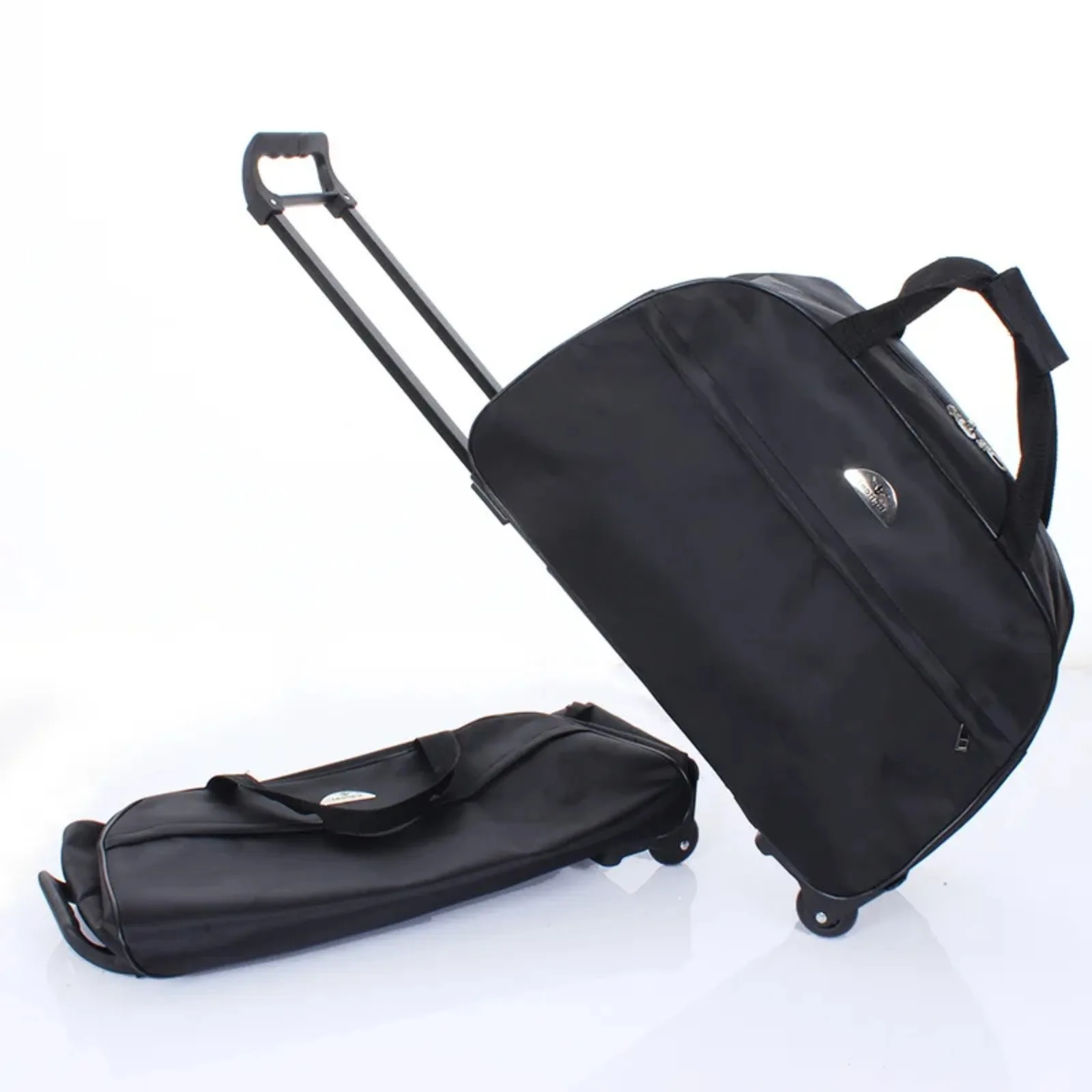 

Rolling Luggage Trolley Bag Large Capacity Wheeled Suitcase Water Resistant Oxford Telescoping Handle Lightweight Travel Bag